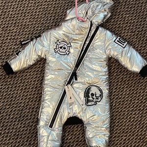 NUNUNU Metallic Silver Down Snowsuit